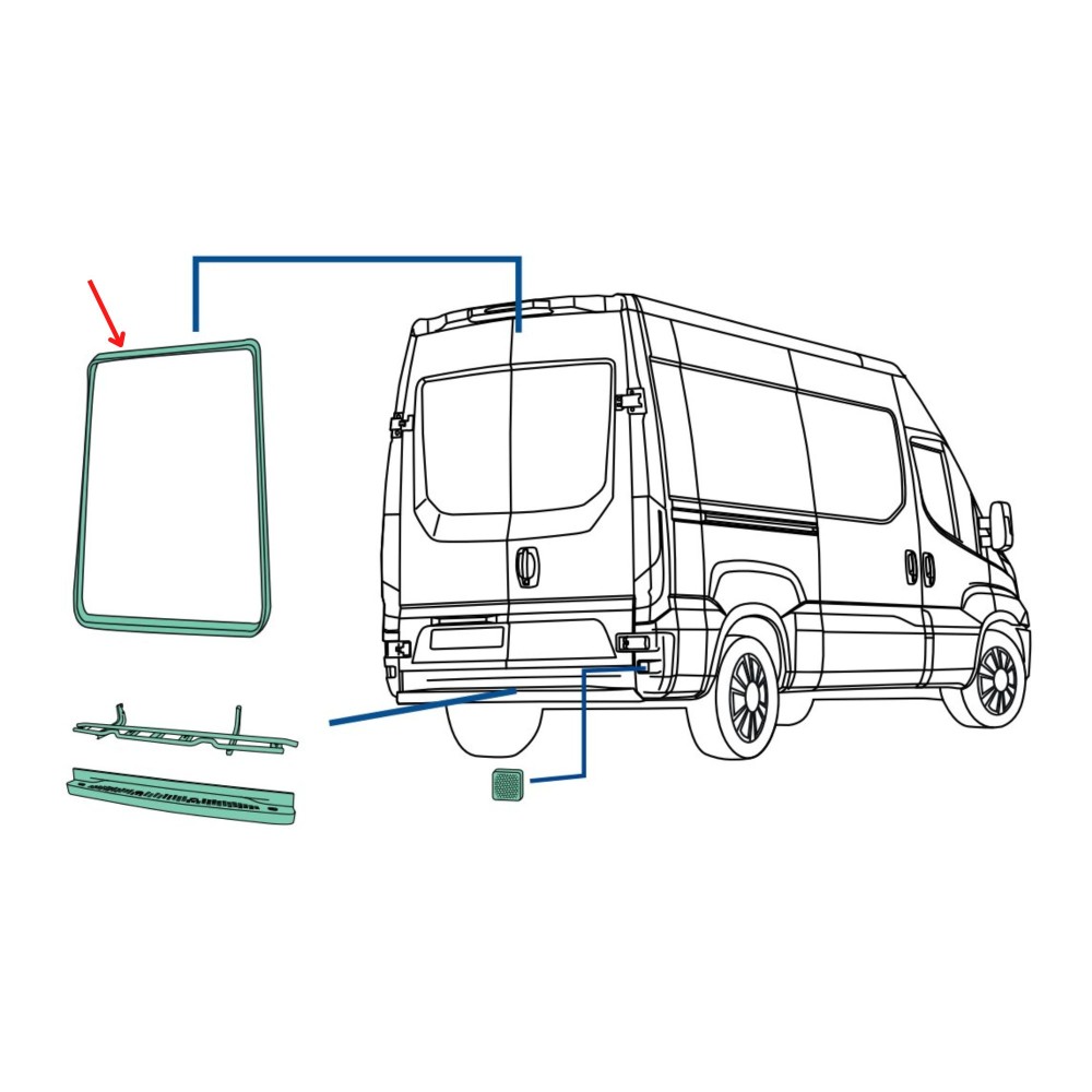 Caoutchouc d'étanchéité de porte arrière pour véhicule IVECO Daily 35C, 35S, 50C, 65C